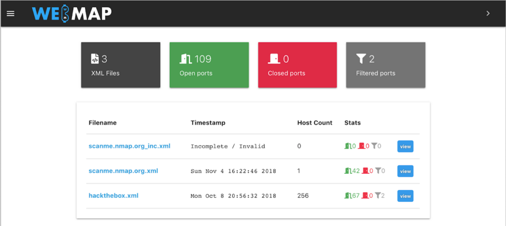 Web Dashboard for your Nmap Scans